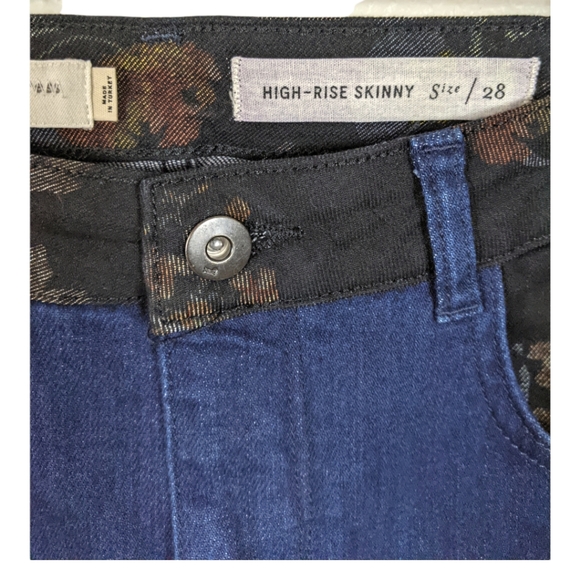 NWOT Pilcro and the Letterpress Floral Contrast High Rise Skinny Jeans - Picture 6 of 9
